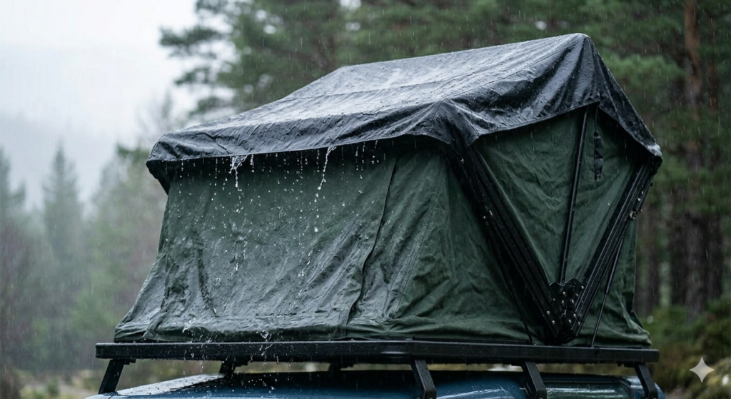 TentBox Lite 2.0 waterproof rainfly testing in wet UK weather